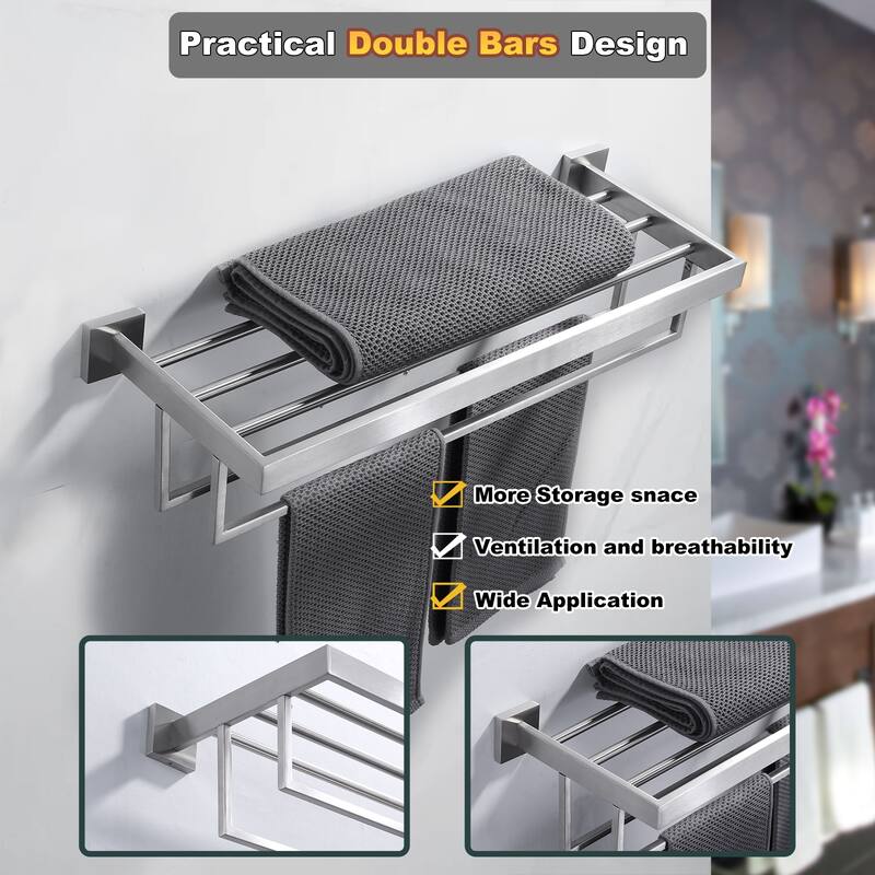 WOWOW 2-Tier Stainless Steel Bath Towel Rack
