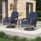 preview thumbnail 1 of 7, EROMMY Outdoor 3 Pieces Swivel Rocker Patio Chair Sets with Glass Table, All-Weather Wicker & Thickened Cushions for Backyard 3-Piece - Navy Blue