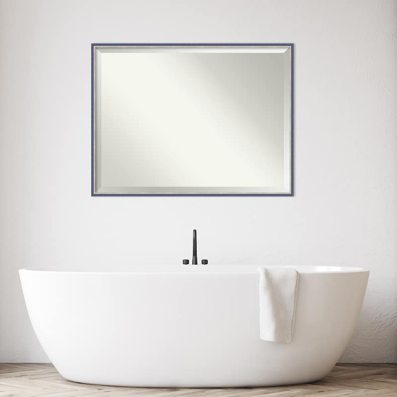 Theo Narrow Beveled Wood Framed Bathroom Vanity Wall Mirror
