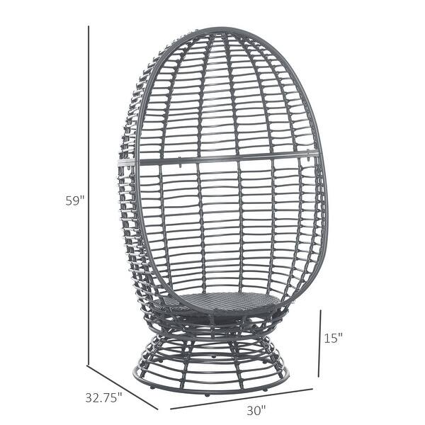 Outsunny Outdoor Wicker Egg Chair with Cushion, Lounge Chair Rattan 360