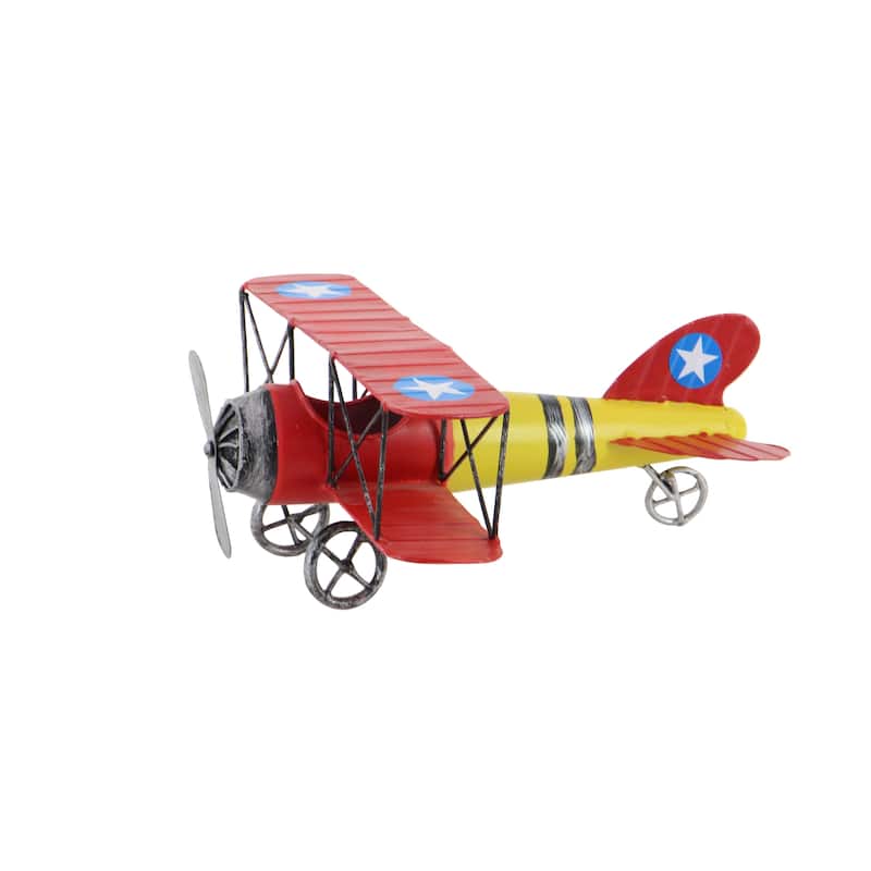 Metal Airplane Home Wall Decor - Red - Roche River Decor