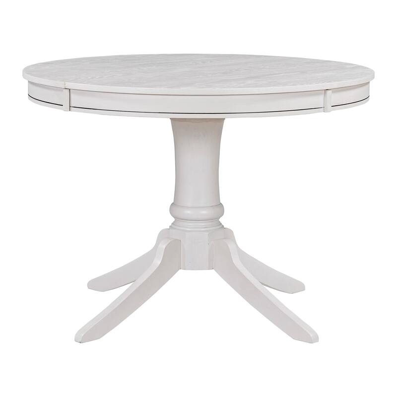 Retro 5-Piece Wooden Dining Table Set with Extendable Round Table & 4 Chairs