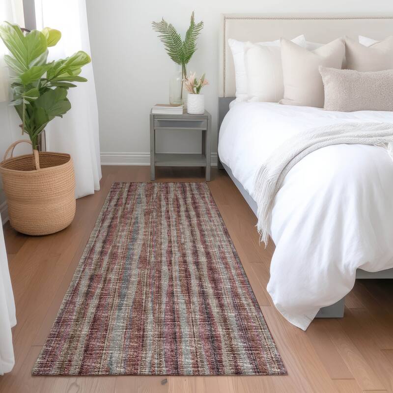 Premium Washable Super Soft Modern Stripes Mayfield Rug - Burgundy - 2' 3" x 7' 6" - Runner