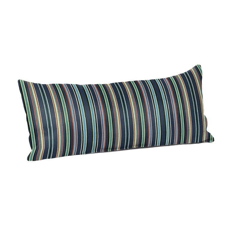 Sunbrella Stripe Fabric 1-Piece Indoor/Outdoor Lumbar Pillow, 22"W x 9"L, Maxim Classic - 22"W x 9"L