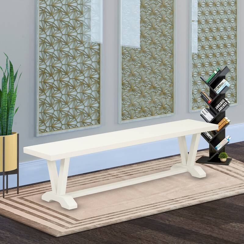 East West Furniture V-Style Modern Dining Room Bench with Wooden Seat, 72x15x18 Inch(Finish Options) - 72 - VB027