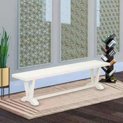 East West Furniture V-Style Modern Dining Room Bench with Wooden Seat, 72x15x18 Inch(Finish Options) - 72
