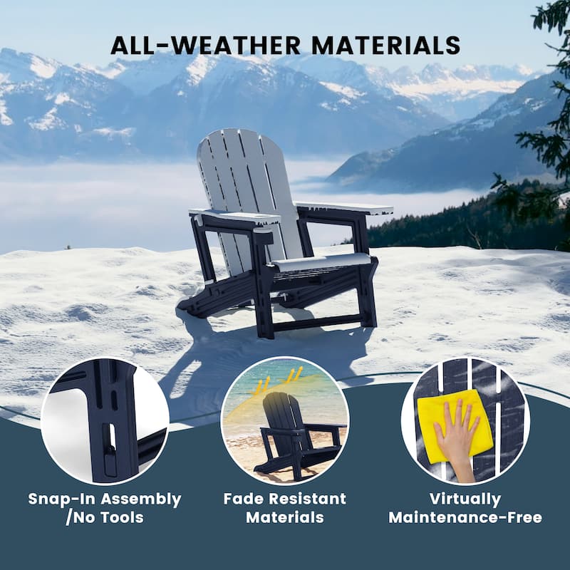 Polytrends Coastline Outdoor Poly Adirondack Chair with Cup Holder (Set of 2)
