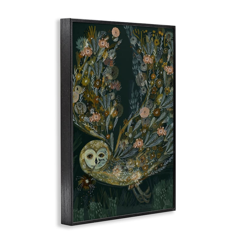 Stupell Floral Folk Barn Owl Framed Giclee Art Design By Kay Widdowson