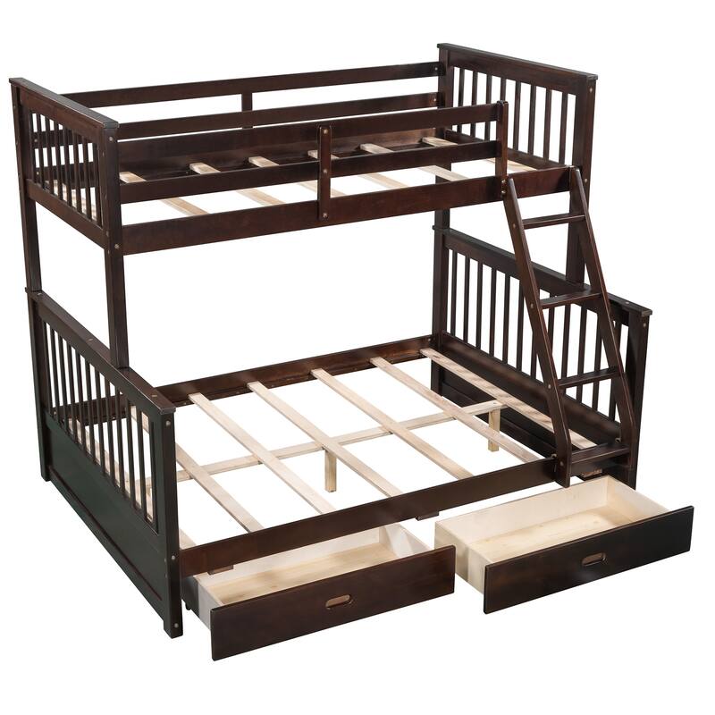 Versatile Design Twinoverfull Espresso Bunk Bed with Ladders and Two