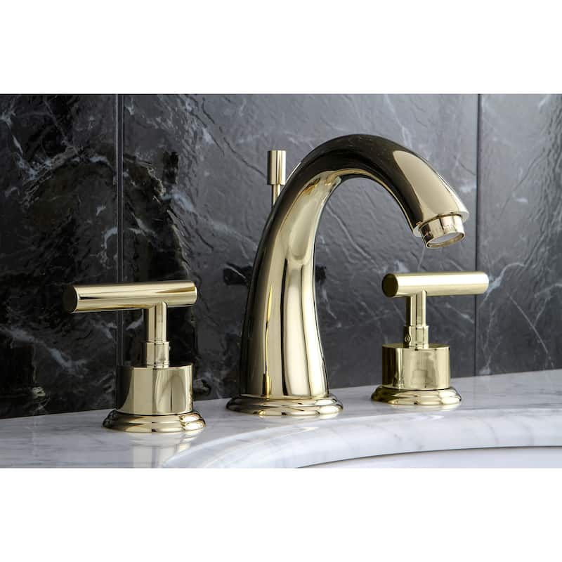 Kingston Brass Manhattan 8 in. Widespread Bathroom Faucet in Polished Brass - Polished Brass