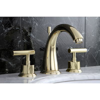 Kingston Brass Manhattan 8 in. Widespread Bathroom Faucet in Polished Brass