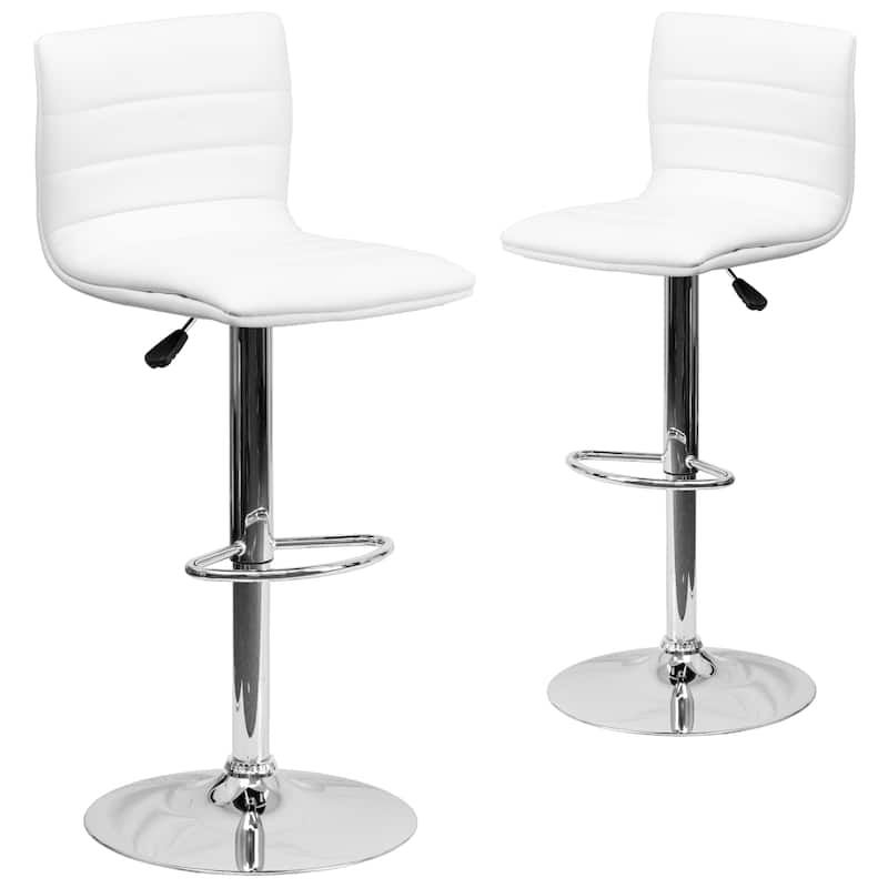 Modern Vinyl Channel Tufted Adjustable Height Barstool (Set of 2) - 16"W x 19"D x 35" - 44"H - 16"W x 19"D x 35" - 44"H