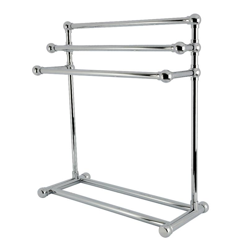 Kingston Brass Maximilien 28" Freestanding Pedestal 3-Tier Towel Rack - Polished Chrome