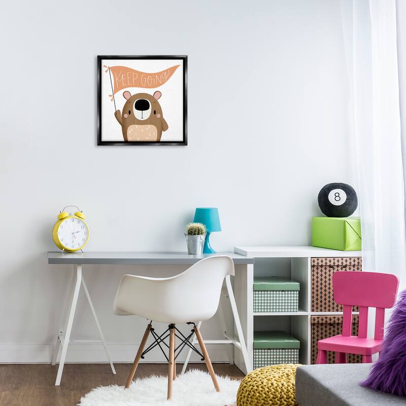 Stupell Motivational Bear Keep Going Framed Floater Canvas Wall Art Design By Sarah Hickman