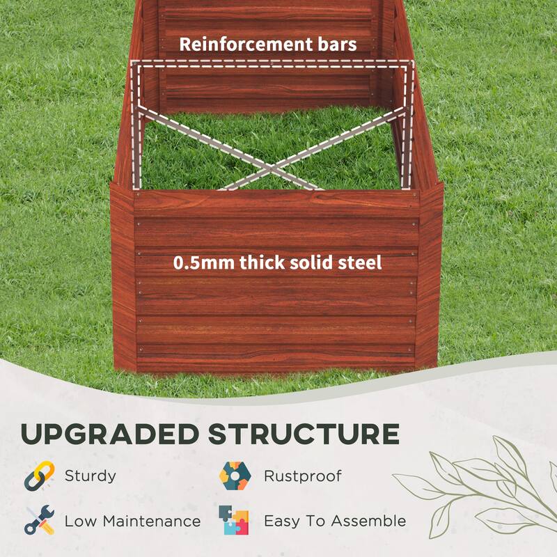 Outsunny Raised Garden Bed, 71" x 36" x 23" Galvanized Steel Planters for Outdoor Plants with Reinforced Rods