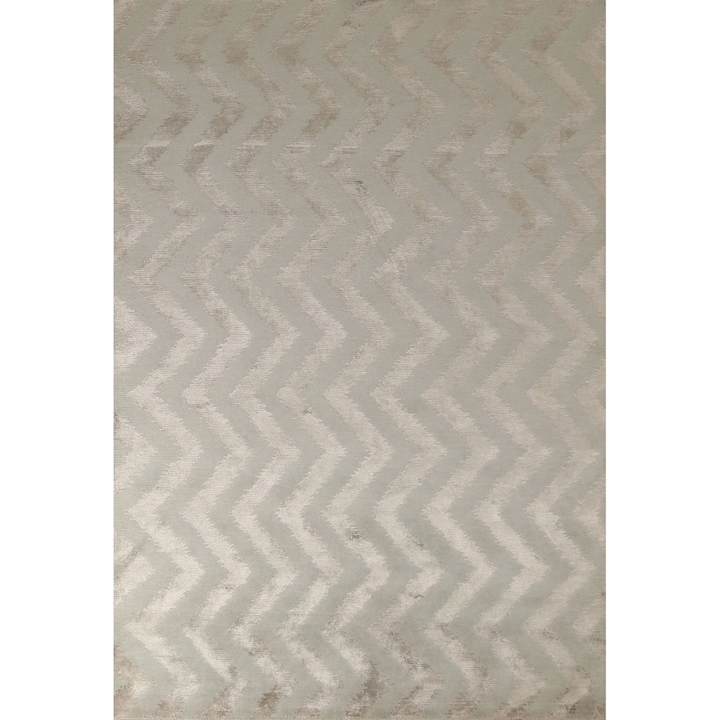 Chevron Style Nepalese Modern Area Rug Hand-Knotted Wool Carpet - 5'11" x 8'9"