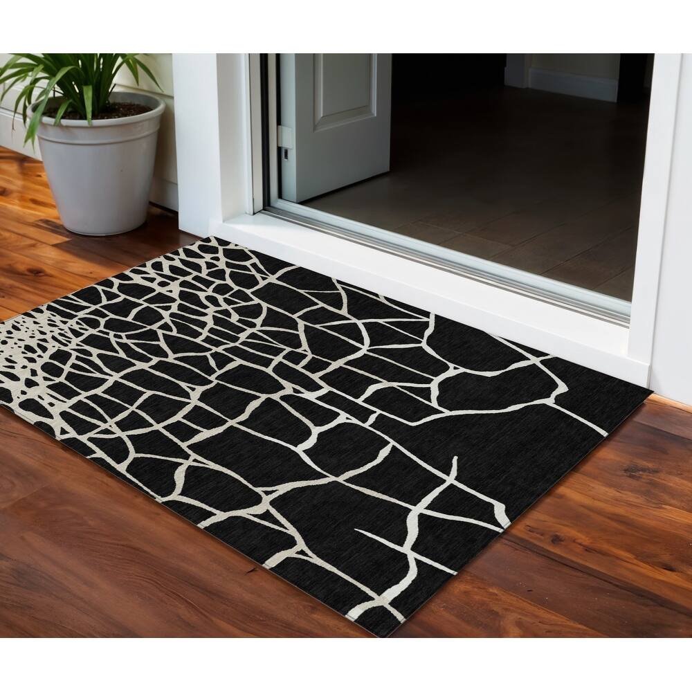 HomeRoots Abstract Transitional Rectangle Outdoor Rug