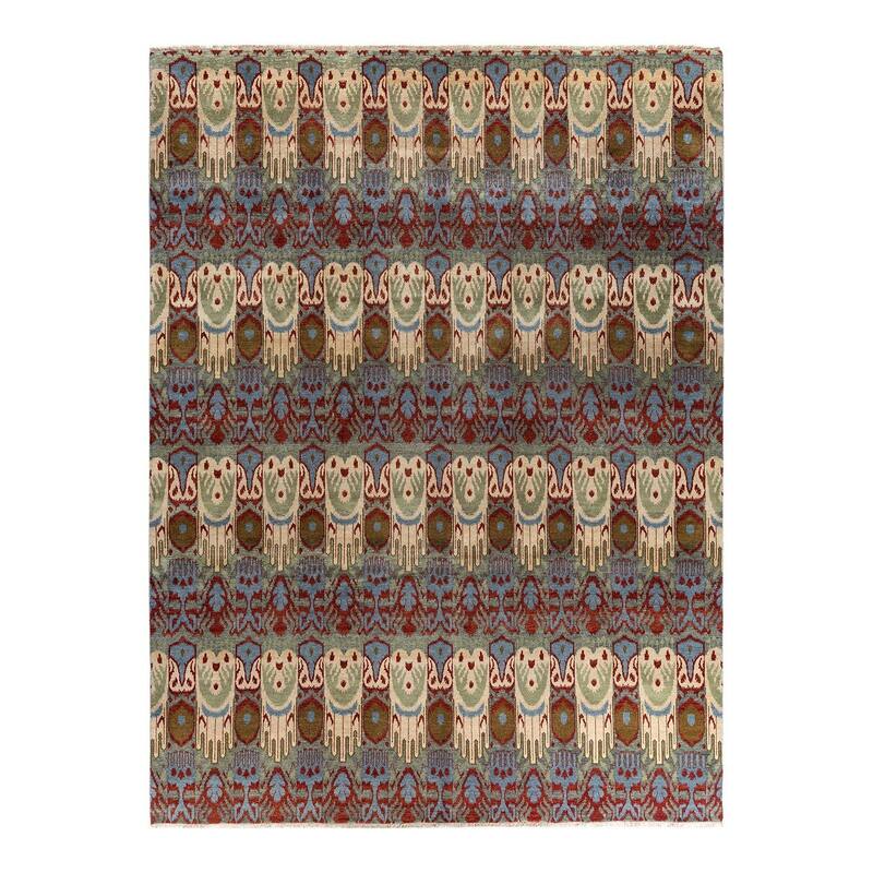 Ikat One-of-a-Kind Hand-Knotted Area Rug - Gray, 9' 2" x 12' 3" - 9' 2" x 12' 3"