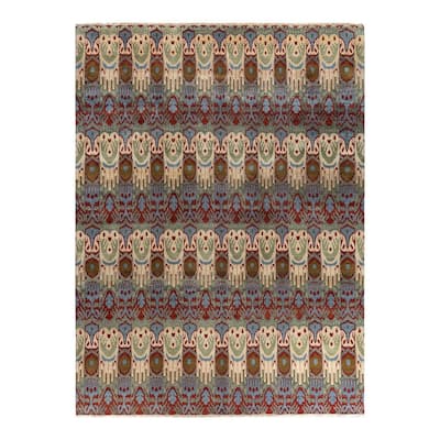 Ikat One-of-a-Kind Hand-Knotted Area Rug - Gray, 9' 2" x 12' 3" - 9' 2" x 12' 3"