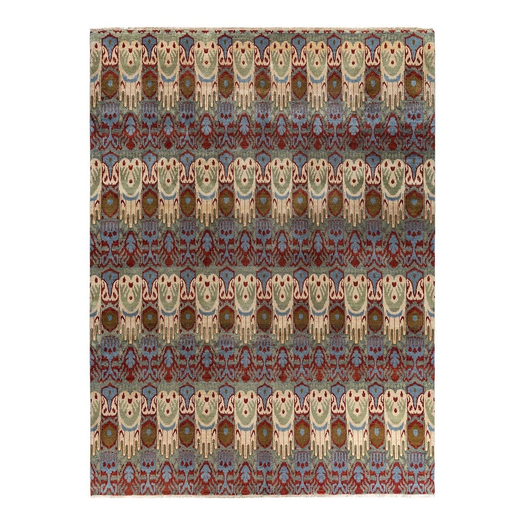 Ikat One-of-a-Kind Hand-Knotted Area Rug - Gray, 9' 2" x 12' 3" - 9' 2" x 12' 3"