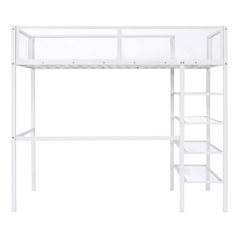 Twin Loft Bed with Four Shelves