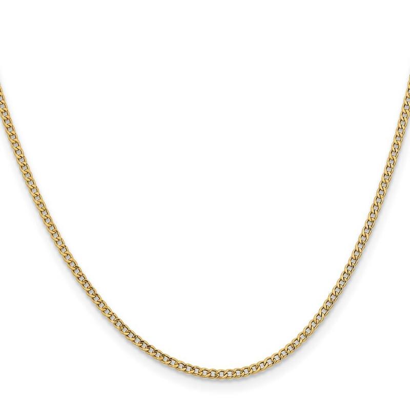 Curata 14k Yellow Gold 1.85mm Semi-solid Curb Link Chain Necklace Options 16 18 20 22 24 28