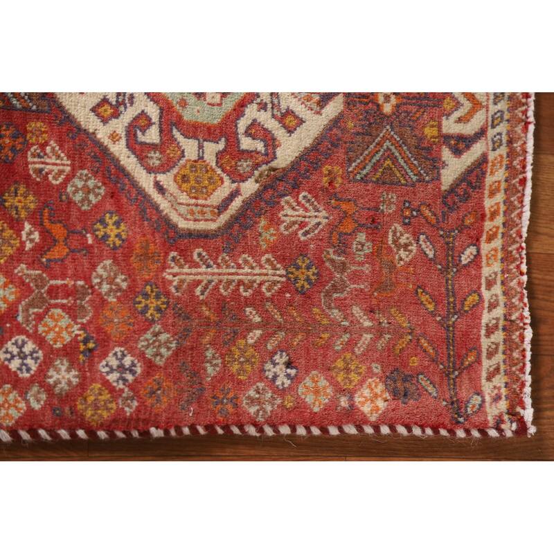 Tribal Geometric Shiraz Persian Square Rug Vintage Wool Carpet - 2'0"x 2'5"