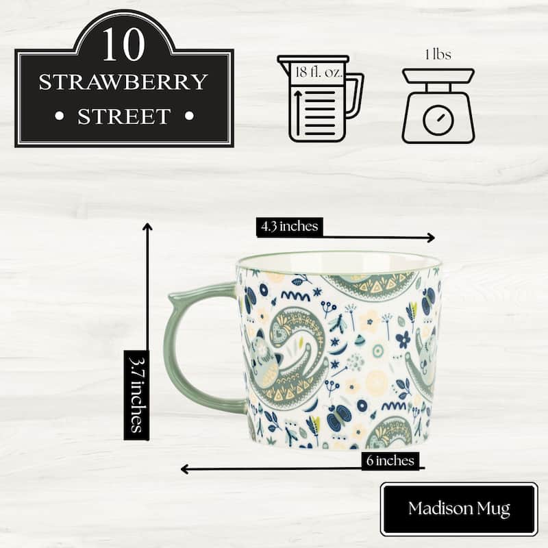 10 Strawberry Street Madison Animal Mugs, Set of 4