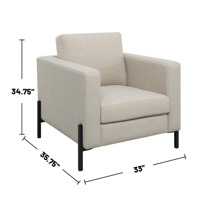 Upholstered Track Arms Chair with Metal Legs