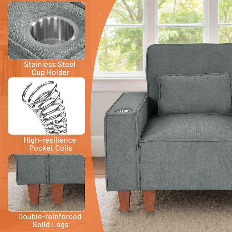 82 Inch Sofa, Comfy Sofa Couch Extra Deep Seats, Corduroy Couch for Living Room Loveseat Removable Sofa Cover Cushions