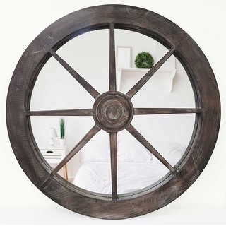 Dark Brown Wood Wagon Wheel Mirror - Bed Bath & Beyond - 36651658