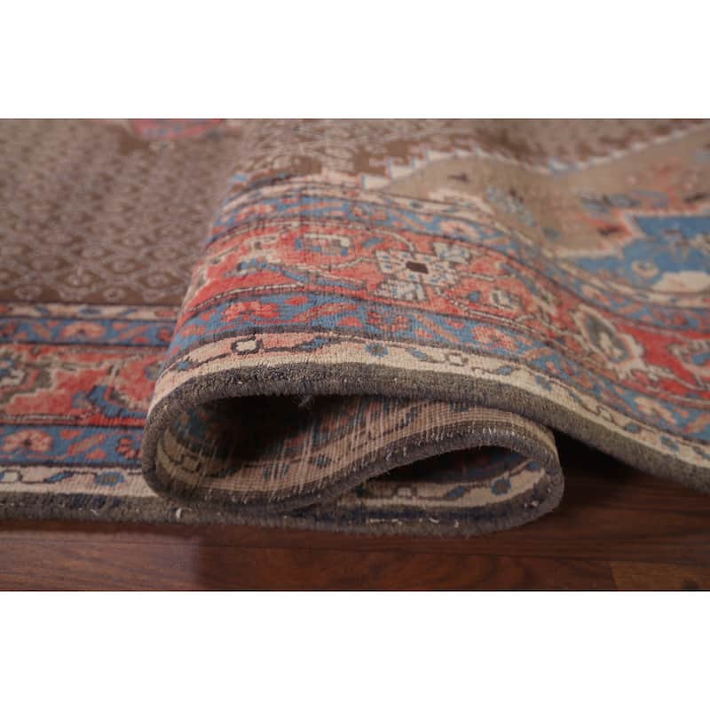 Brown Koliaei Persian Vintage Area Rug Handmade Wool Carpet - 5'0"x 10'6"