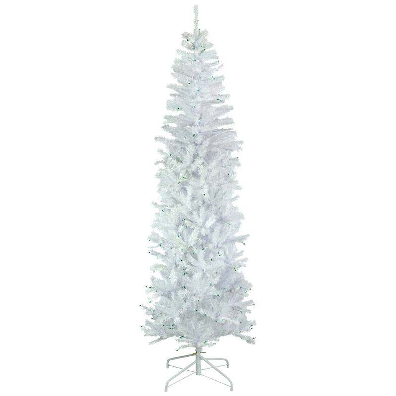 6.5' Pre-Lit Woodbury White Pine Pencil Artificial Christmas Tree - Green