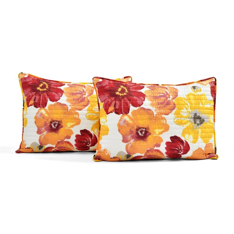 Levine Reversible Floral/ Damask 3-piece Quilt Set