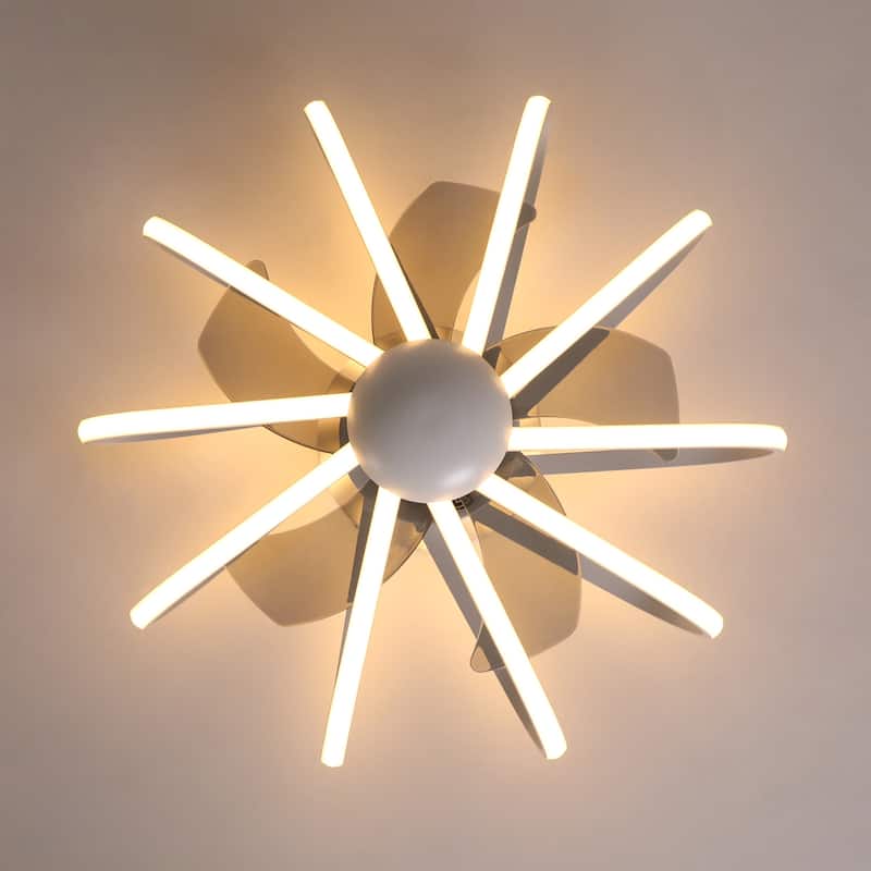 Starsky 23'' Drum Flush Mount LED Ceiling Fan with Light,6-Speed Low Profile Smart APP Control Ceiling Fan with Remote