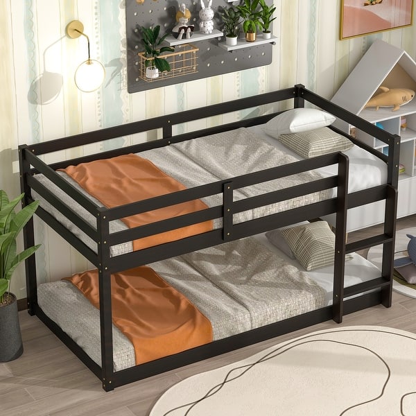 Secure and Spacious Twin Size Loft Bed with Ladders, Safety Guardrail