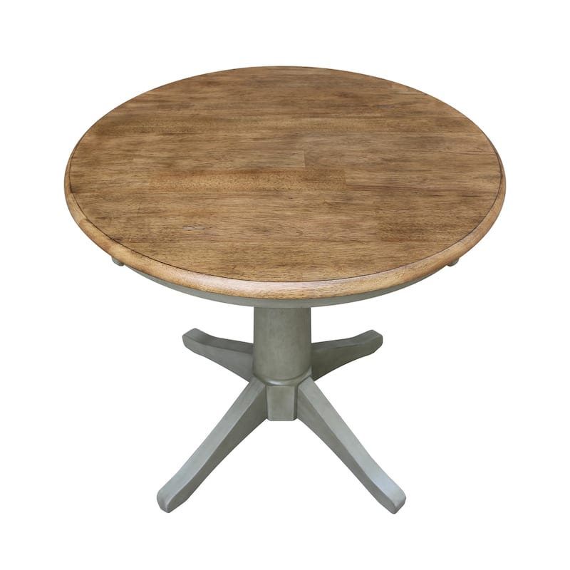 30" Round Top Pedestal Table - Hickory/Stone