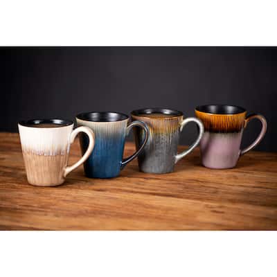 Set of 4PCs Stoneware Mug, 4 assorted reactive colors