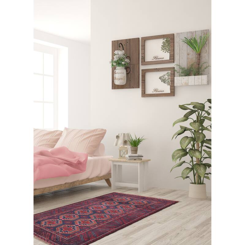 ECARPETGALLERY Hand-knotted Baluch Dark Navy, Red Wool Rug - 3'2 x 5'6