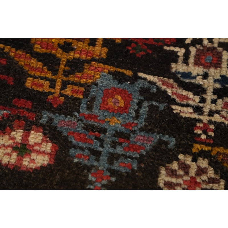 Hand Knotted Oriental 100% Wool Carpet Traditional Floral Brown Bakhtiari Runner Rug - 15' 11'' X 3' 0''