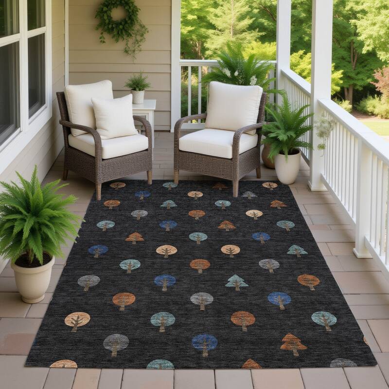 Machine Washable Indoor/ Outdoor Modern Mulvane Chantille Rug