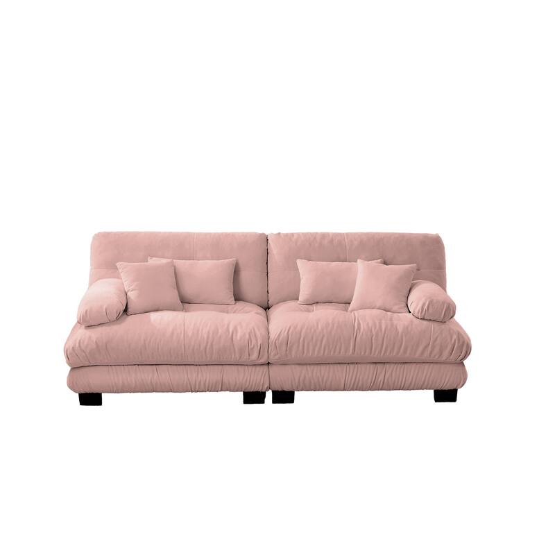 Oversized Modular Sectional Sofa, Chenille Deep Seat 2-Seater Sofa, Upholstered Cloud Couch with Lumbar Pillows & Throw Pillows