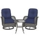 preview thumbnail 8 of 7, EROMMY Outdoor 3 Pieces Swivel Rocker Patio Chair Sets with Glass Table, All-Weather Wicker & Thickened Cushions for Backyard