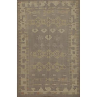 Hand Woven Oriental 100% Wool Carpet Southwestern Tribal Purples Kilim Area Rug - 8' 8'' X 5' 11''