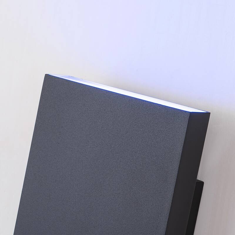 2-Light Matte Black Dimmable Outdoor LED Wall Sconce