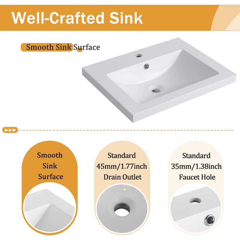 Malwee 36"/48"/60" Floating Bathroom Vanity,Wall Mounted Bathroom Vanity with Sink,Soft Close Door and Adjustable Shelf