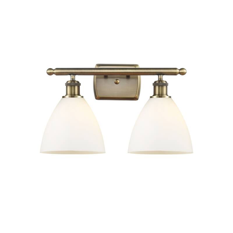 Innovations Lighting 516-2W-12-18 Bristol Vanity Bristol Glass 2 Light - Antique Brass / Matte White