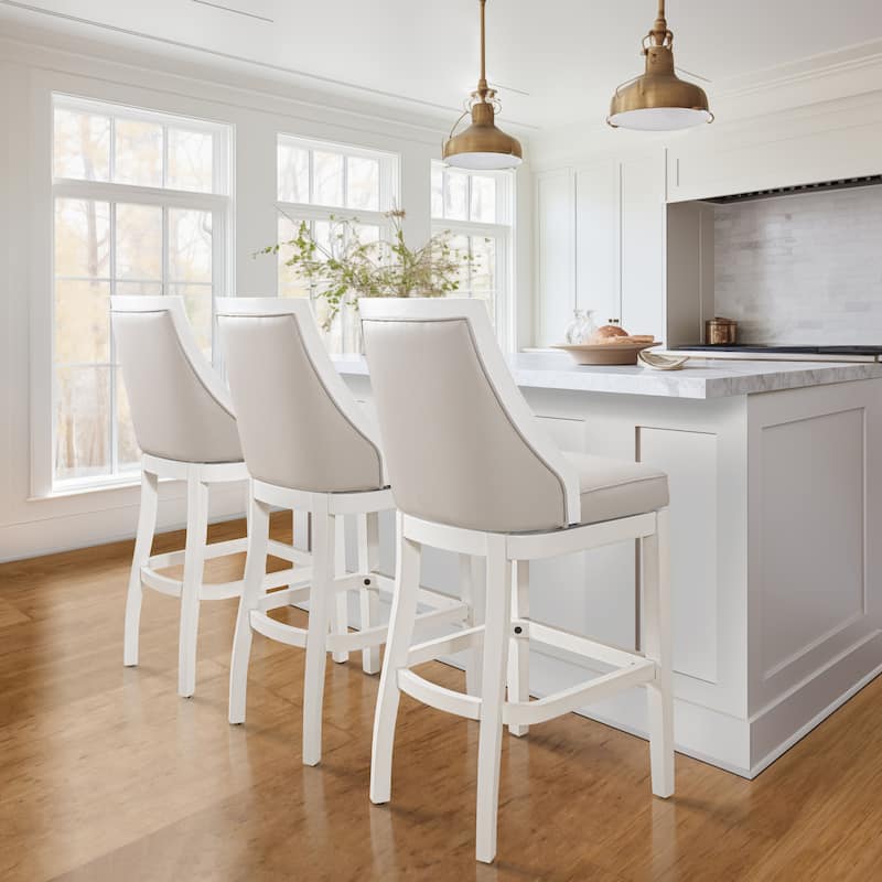 Ellis Bar Stool with Solid Wood Frame and Upholstered Seat and Back