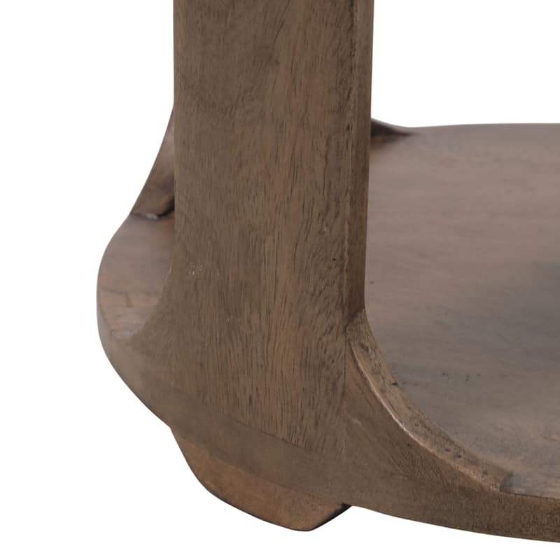 Modern Round Stone Top Accent End Side Table with Wood Base - 22" - 22.25"