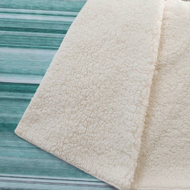 Premium Machine Washable Contemporary Stripes Sherpa Throw Blanket